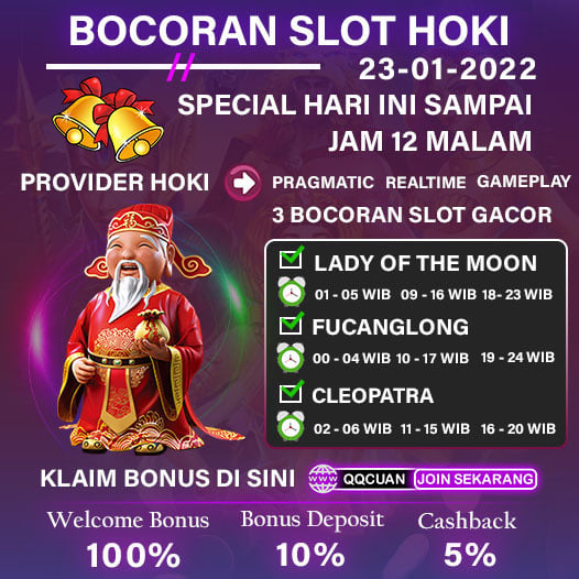 Bocoran Slot Hoki Hari Ini QQCuan Tanggal 23 Jan 2022