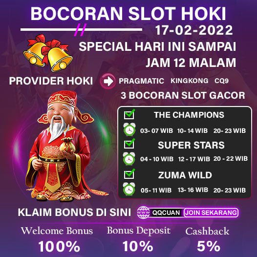 Bocoran Slot Hoki Hari Ini QQCuan Tanggal 16 Feb 2022