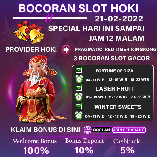 Bocoran Slot Hoki Hari Ini QQCuan Tanggal 21 Feb 2022