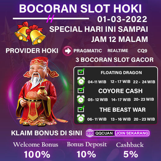 Bocoran Slot Hoki Hari Ini QQCuan Tanggal 01 Mar 2022