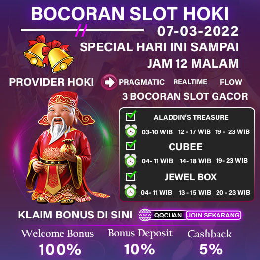 Bocoran Slot Hoki Hari Ini QQCuan Tanggal 07 Mar 2022