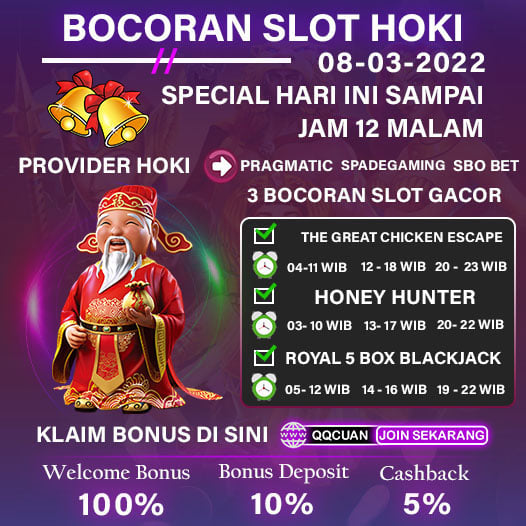 Bocoran Slot Hoki Hari Ini QQCuan Tanggal 08 Mar 2022